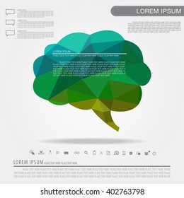 brain polygon with business icon vector