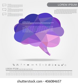 brain polygon with business icon vector