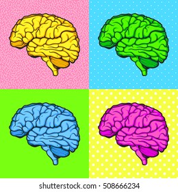 Brain pop-art. Vector illustration