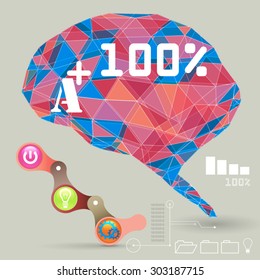 Brain Power  100% Creative Brain Idea concept background, Illustration