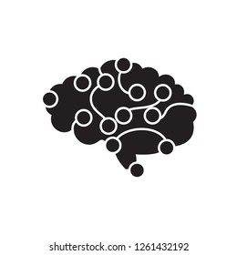 Brain power black vector concept icon. Brain power flat illustration, sign
