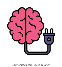 Ilustração do vetor de energia de energia cerebral, ícone de estilo preenchido