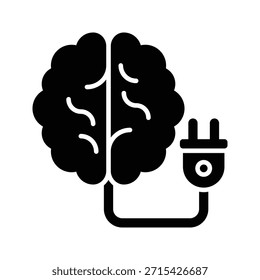 Ilustración vectorial de energía del cerebro, icono de estilo sólido