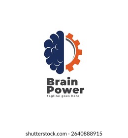 brain power gear logo vector template