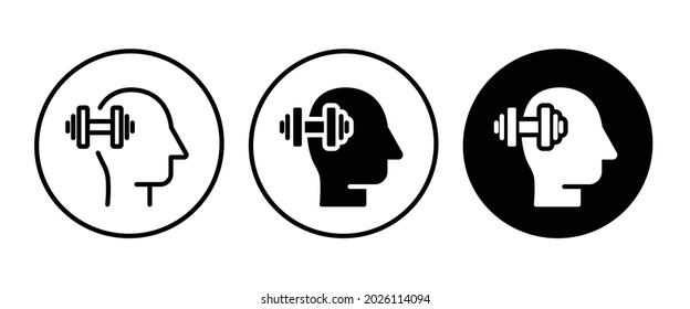 brain power icon icon button, vector, sign, symbol, logo, illustration, editable stroke, flat design style isolated on white