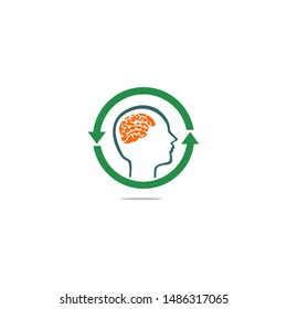 Brain power icon vector design. Vector logo concept with orange and green