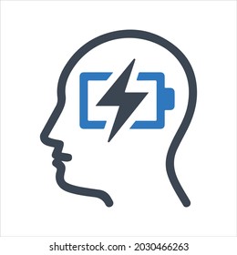 Icono de potencia del cerebro. Vector y glifo