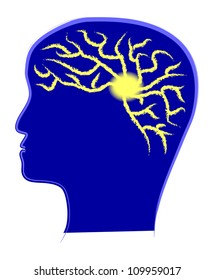 Brain power illustration, hand drawn vector image