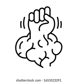 Brain power line icon, concept sign, outline vector illustration, linear symbol.