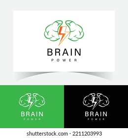 Brain Power Logo Design Template. Think Brain Mind Logo Design Vector Template. Brainstorm Generate Ideas Logotype Concept Icon.