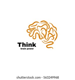 Brain power logo vector illustration. Think idea and brainstorm concept.