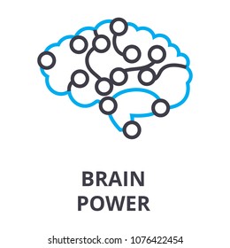 brain power thin line icon, sign, symbol, illustation, linear concept, vector 