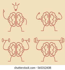 Brain power training vector illustration. Powerful 