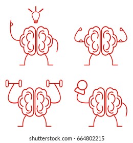 Brain power training vector illustration set