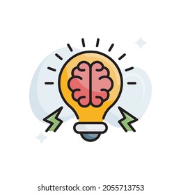 Brain Power vector filled outline icon style illustration. EPS 10 file