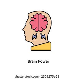 Brain Power vector filled outline Icon Design illustration. Graphic Design Symbol on White background EPS 10 File