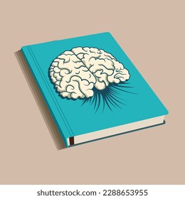 Brain Print Cover of Book Element On Pastel Brown Background.