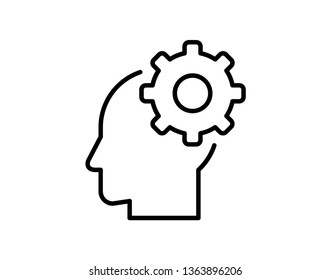 Brain process icon for cognitive function and mental analysis designs