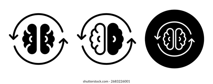 Glifo de Colección de íconos de proceso cerebral y Ilustración vectorial mixta