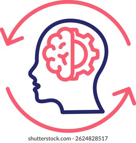 Ilustração do vetor de cor do ícone do processo cerebral