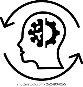 Brain Process Icon Mixed Vector Illustration