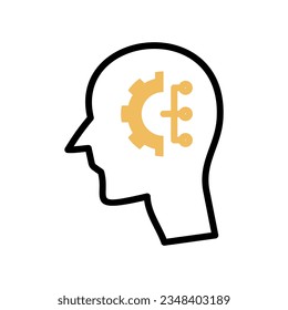 
Símbolo de proceso cerebral, icono de proceso cerebral, diseño de icono de gestión mental, logotipo, aislamiento en fondo blanco
