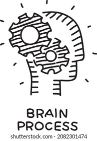 Brain process - symbol. Sketchy vector illustration.