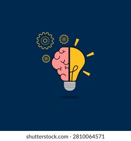 Brain processes involved in generating imagination and creativity. The logical and imaginative sides of the brain. Creative idea concept.