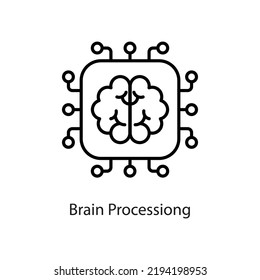 Brain processing vector Outline Icon Design illustration on White background. EPS 10 File 