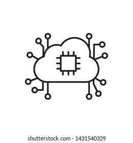 Brain, processor, cloud, network icon - Vector. Artificial intelligence
