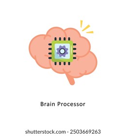 Brain Processor Vector Flat Icon Design illustration Symbol on White background EPS 10 File