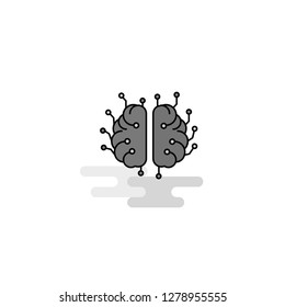 Brain processor  Web Icon. Flat Line Filled Gray Icon Vector