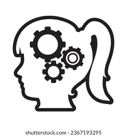 brain profile icon cog wheels vector isolated