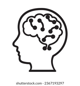 brain profile icon vector isolated
