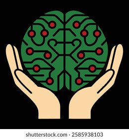 Brain Protected by Hands – Symbol of Mental Well-Being and Psychological Care