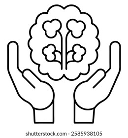 Brain Protected by Hands – Symbol of Mental Well-Being and Psychological Care