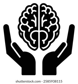 Brain Protected by Hands – Symbol of Mental Well-Being and Psychological Care
