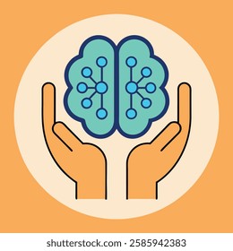 Brain Protected by Hands – Symbol of Mental Well-Being and Psychological Care