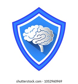 Brain Protection Shield Vector Icon.
