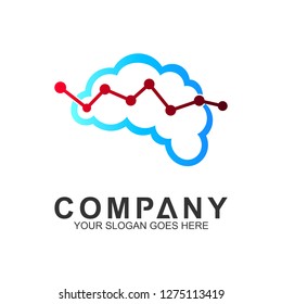 brain pulse logo design, science and medical symbol, brain system and network icon