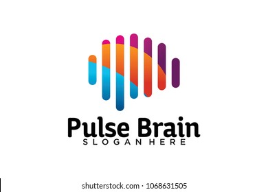 brain pulse logo design template