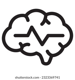 Brain pulse outline icon, Mental health related icon.