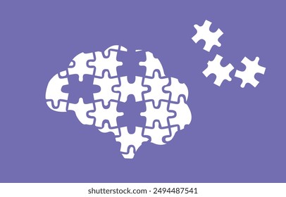 Brain puzzle Alzheimer's disease mental health illustration