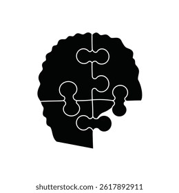 Brain Puzzle Concept Showing Head Silhouette Made Up Of Jigsaw Pieces