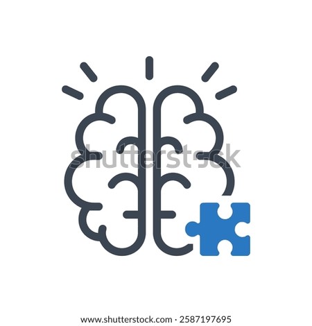 Brain Puzzle Connection Icon On White Background