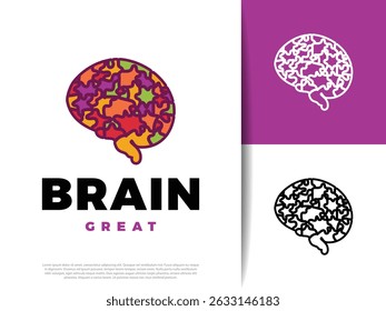 Brain Puzzle Icon Illustration Design