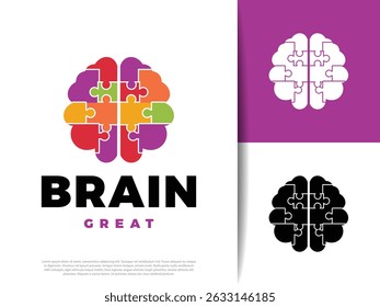 Brain Puzzle Icon Illustration Design