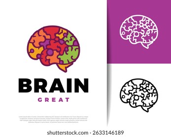 Brain Puzzle Icon Illustration Design