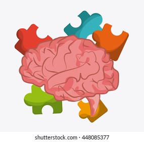 Brain and puzzle icon. Thinking design. Vector graphic