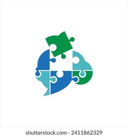 Brain puzzle logo design template